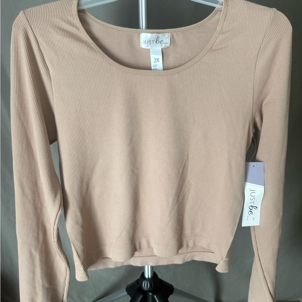 Just Be Women's Beige Long Sleeve Top